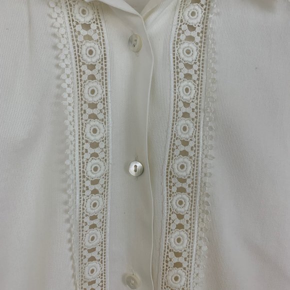 Pupa Italian White Cotton Lace Detail Button Down - Picture 3 of 7